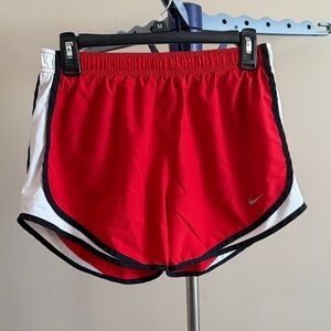 Nike Women's Red and White Athletic Shorts